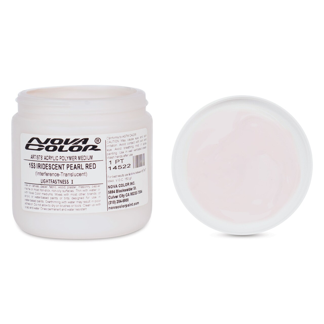 Nova Color Artists’ Acrylic Polymer Paint - Iridescent Pearl Red, 473 ml Jar